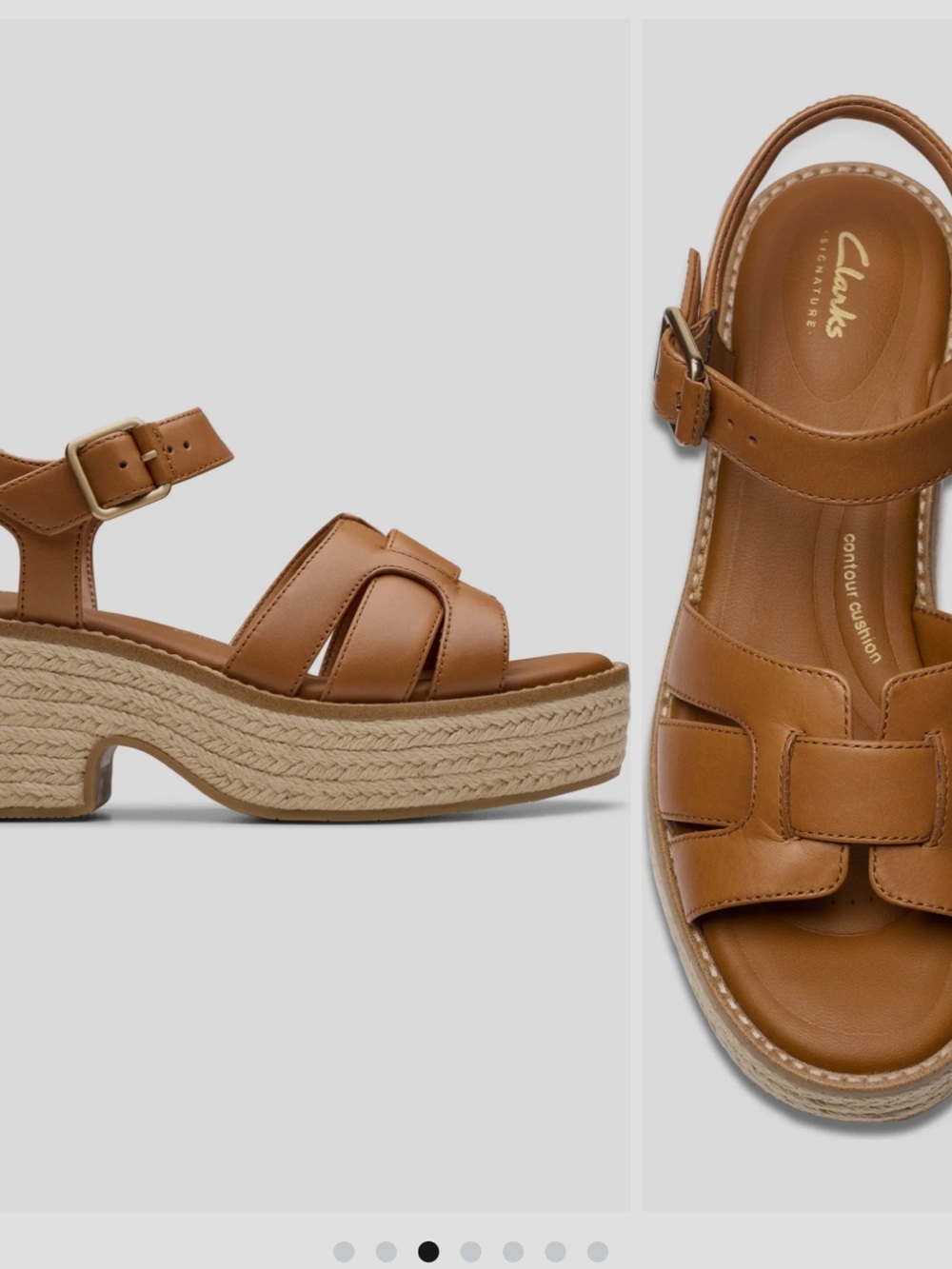 CLARKS COLEDALE STRAP LEATHER PLATFORM WEDGE HEEL SANDAL. TAN NWT. SZ  8 1/2.